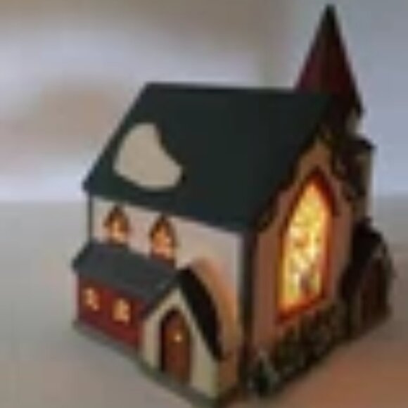 Vintage 1995 Lemax Vail Village St. Luke's Church Stained Glass #55173 - Picture 2 of 5